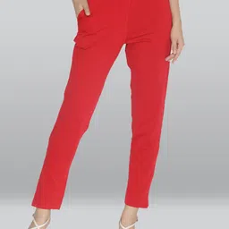 LYRA Women Smart Slim Fit Cotton High-Rise Trousers-24