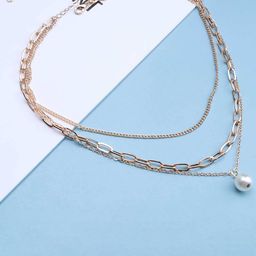 FIMBUL Gold-Plated Beads Studded Layered Pendant Necklace-image-8