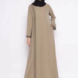 NABIA Women Beige Solid A-line Abaya Burqa-image-4
