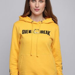 Free Authority Women Yellow Garfield Printed Hooded Sweatshirt-image-44