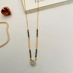 ABDESIGNS Gold-Plated American Diamond-Studded & Beaded Mangalsutra-image-22