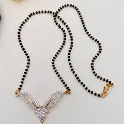 ABDESIGNS Gold-Plated American Diamond Studded and Beaded Mangalsutra-13