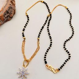 Anouk Gold-Plated AD-Studded & Beaded Mangalsutra-13