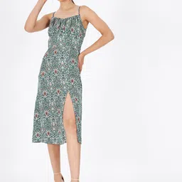 Kibo Floral Crepe A-Line Midi Dress-image-58