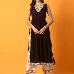 KALINI Floral Yoke Design Thread Work Kurta With Palazzo-image-66