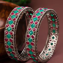 Sukkhi Modern Women Set of 2 Artificial Stones Studded Rhodium-Plated Bangles-picture-13