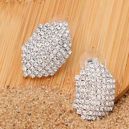 SOHI Silver-Plated Contemporary Studs Earrings-15