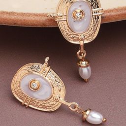SOHI White Contemporary Gold-Plated Drop Earrings-1