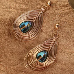 SOHI Gold-Plated Contemporary Drop Earrings-50