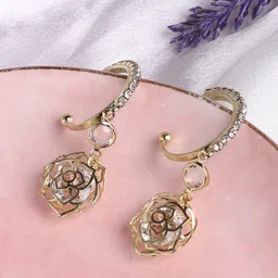 SOHI Gold-Plated Contemporary Drop Earrings-98