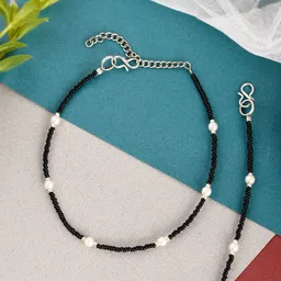 Silvermerc Designs Set Of 2 Silver-Plated Beads Beaded Anklets-17