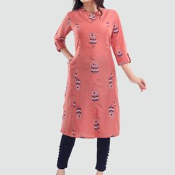 Saree Swarg Women Peach-Coloured Floral Printed Floral Kurta-image-72