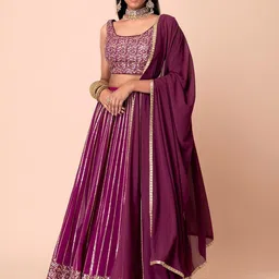 FABPIXEL Embroidered Sequinned Semi-Stitched Lehenga & Unstitched Blouse With Dupatta-picture-52
