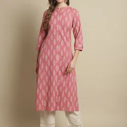 Pistaa Ethnic Motifs Printed Mandarin Collar A-Line Cotton Kurta-picture-24