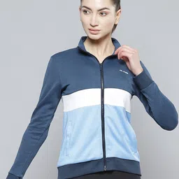 Alcis Women Blue & White Colourblocked Polyester Regular Outdoor Sporty Jacket-picture-25