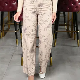 ODETTE Women Printed Straight Fit Trousers-image-38