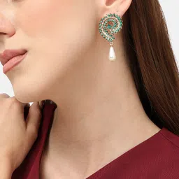 SOHI Gold-Plated Paisley Shaped Drop Earrings-52