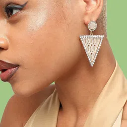 SOHI Gold-Toned Contemporary Drop Earrings-25