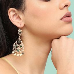 SOHI Contemporary Gold Plated Chandelier Drop Earrings-48