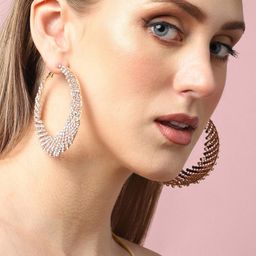 SOHI Women Gold-Plated Circular Hoop Earrings-16