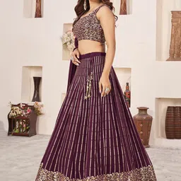 FABPIXEL Embroidered Sequinned Semi-Stitched Lehenga & Unstitched Blouse With Dupatta image 2