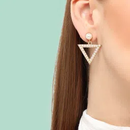 SOHI Gold-Plated Contemporary Drop Earrings-86