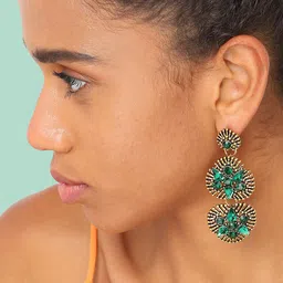 SOHI Gold-Plated Contemporary Drop Earrings-85