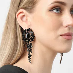 SOHI Gold-Plated Party Designer Stone Drop Earrings-1