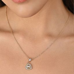ToniQ Gold-Plated Heart-Shaped Stone Studded Pendant Necklace-image-32