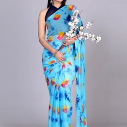 VL SAREES Geometric Printed Pure Chiffon Block Print Saree-image-63