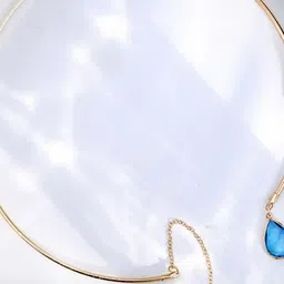 JOKER & WITCH Gold-Toned & Blue Alloy Gold-Plated Open Necklace-image-97