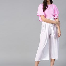 Bitterlime Women Pink & White Top with Trousers-image-3