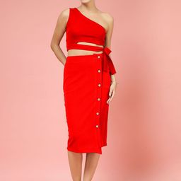 Oomph! One Shoulder Neck Sleeveless Top With Skirt-image-83