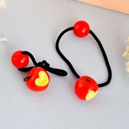 Silvermerc Designs Women Red & Black Set of 2 Apple Embellished Ponytail Holders-14