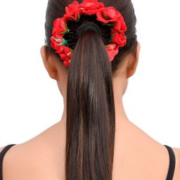 Silvermerc Designs Women Set Of 10 Red Floral U Pin-3
