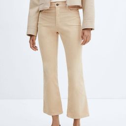 MANGO Women Flared Fit Cropped Corduroy Jeans-image-6