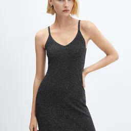 MANGO Shoulder Straps Shimmery A-Line Midi Dress-image-18