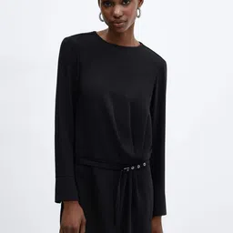 MANGO Pleated Shift Mini Dress with Belt-image-42
