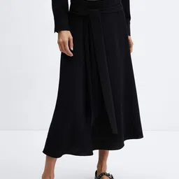MANGO Bow Midi Flared Skirt-picture-43