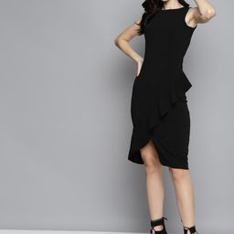 SASSAFRAS Black  One Side Frill Bodycon Dress-picture-12
