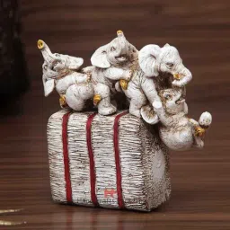 handicrafts paradise Circus Elephant Multicolour Resin Figurine-picture-4