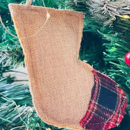 Little Surprise Box LLP Kids Cream-Colored & Red Patterned Jute Stockings Christmas Tree Ornament-image-54