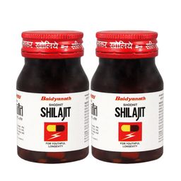 Baidyanath Set of 2 Shodhit Shilajit Capsules for Youthful Longevity - 30 Capsules Each-1