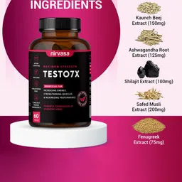 Nirvasa Set Of 3 Testo 7X Tablets With Tribulus - 60 Tablets Each image 2