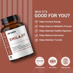 Nirvasa Set of 3 Shilajit Tablets for Improve Strength & Stamina - 60 Tablets Each image 2