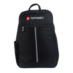Black Portronics Byte Laptop Bag with dual outer compartments for organized storage, ideal for carrying a laptop, charger, notebooks, and travel essentials image 1