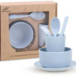 Pack of 6 Marble Sets of 6, Non-Plastic, Eco-Friendly Bowl, Glass, Plate, Chopsticks, Fork, Spoon Dinner Set-image-7
