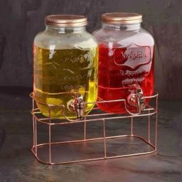(2pcs 4L Glass Dispenser with Golden Stand with tap)- GLASS WATER MASSON JAR Bottom Loading Water Dispenser-image-64