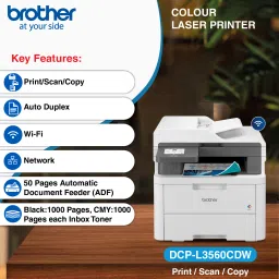 brother DCP-L3560CDW Multi-function WiFi Color Laser Printer with 3.5-inch TFT Color LCD Screen, Auto Duplex Feature & with Up to 1000 Pages of Black Ink Toner in the box image 5