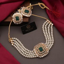 Brass Gold-plated White Jewel Set-14